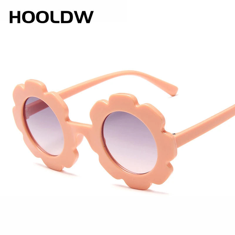 HOOLDW Kids Sunglasses Lovely Round Flower Children Sun Glasses Girls Boy Baby Outdoors Sport Travel Goggle UV400 Shades Glasses