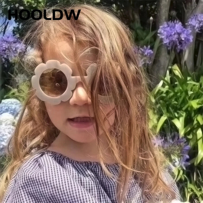 HOOLDW Kids Sunglasses Lovely Round Flower Children Sun Glasses Girls Boy Baby Outdoors Sport Travel Goggle UV400 Shades Glasses