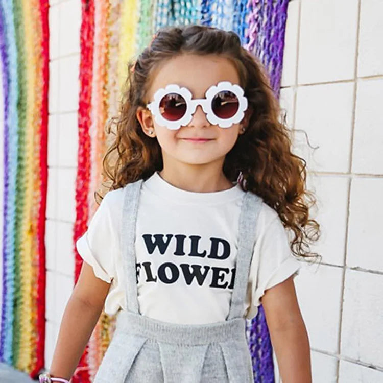HOOLDW Kids Sunglasses Lovely Round Flower Children Sun Glasses Girls Boy Baby Outdoors Sport Travel Goggle UV400 Shades Glasses