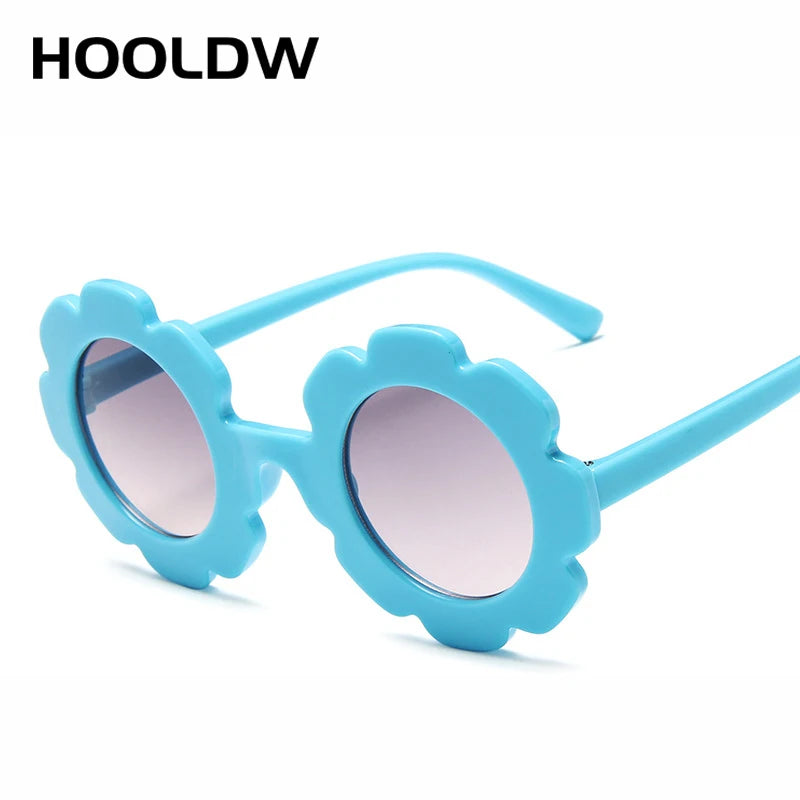 HOOLDW Kids Sunglasses Lovely Round Flower Children Sun Glasses Girls Boy Baby Outdoors Sport Travel Goggle UV400 Shades Glasses