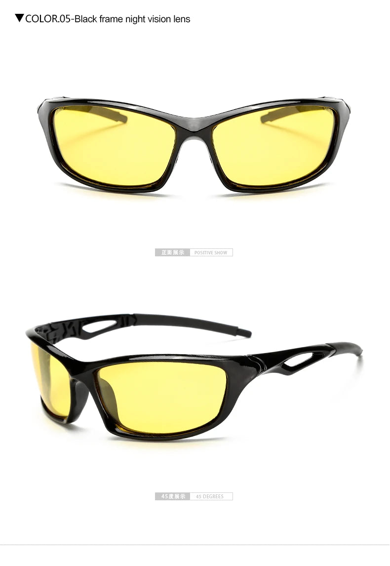 HOOLDW Men Night Vision Glasses Polarized Sunglasses Yellow Lens Anti-Glare Goggles Driving Sun glasses UV400 Gafas De Sol