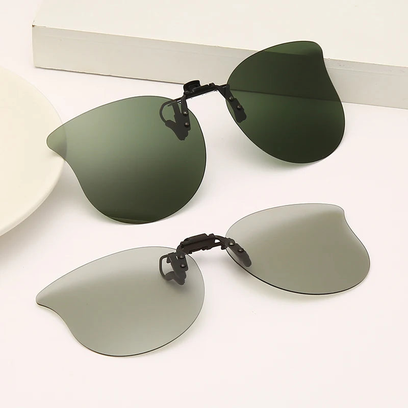 HOOLDW Polarized Clip On Sunglasses Men Women Photochromic Sun glasses Night Vision Glasses Anti Glare Driving Goggles Eyewear