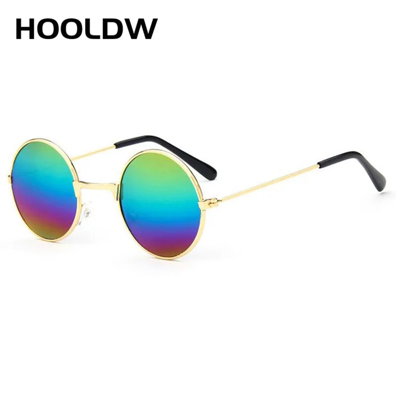 HOOLDW Retro Small Round Kids Sunglasses Metal Frame Clear Lens Children Sun Glasses Boys Girls Baby UV400 Goggle Eyewear Oculos