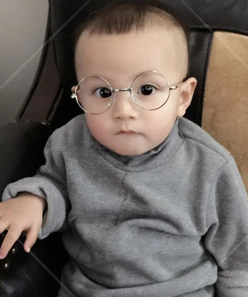 HOOLDW Retro Small Round Kids Sunglasses Metal Frame Clear Lens Children Sun Glasses Boys Girls Baby UV400 Goggle Eyewear Oculos