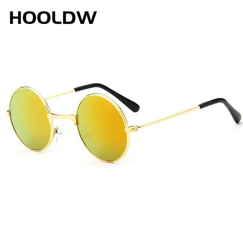 HOOLDW Retro Small Round Kids Sunglasses Metal Frame Clear Lens Children Sun Glasses Boys Girls Baby UV400 Goggle Eyewear Oculos