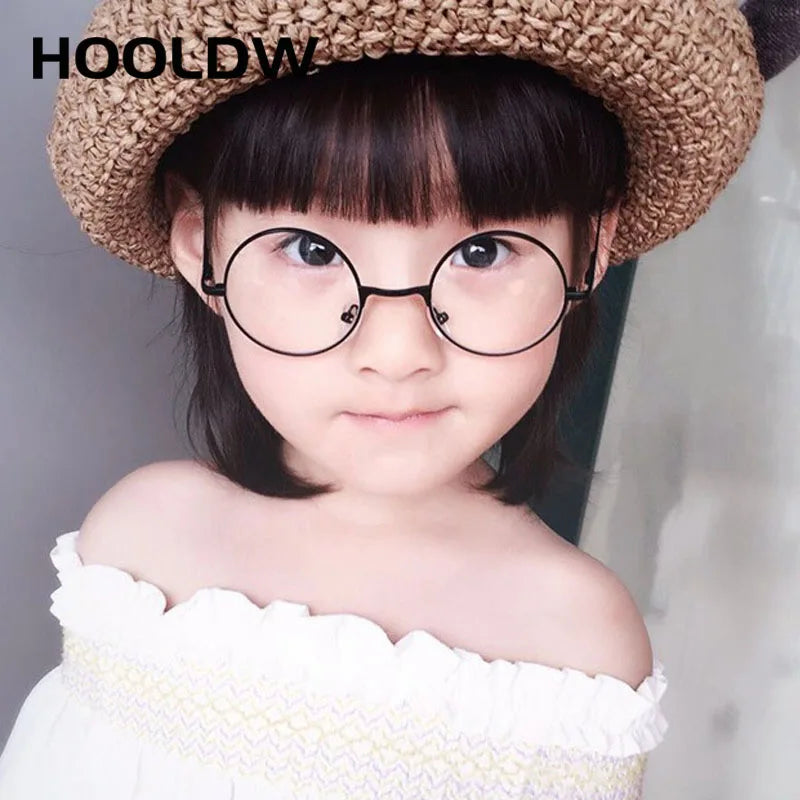 HOOLDW Retro Small Round Kids Sunglasses Metal Frame Clear Lens Children Sun Glasses Boys Girls Baby UV400 Goggle Eyewear Oculos