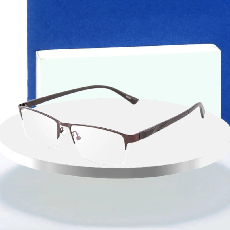 Half Rim Metal Frame Glasses For Male Ultra Light Cusual Style Square Shape Upsale Optical Eyewears
