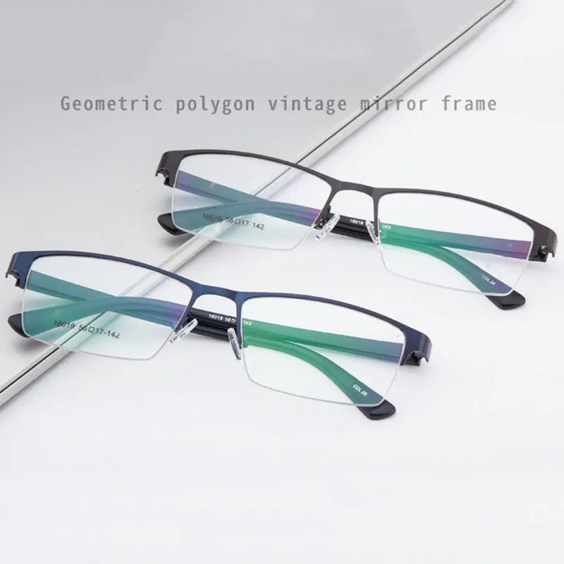 Half Rim Metal Frame Glasses For Male Ultra Light Cusual Style Square Shape Upsale Optical Eyewears