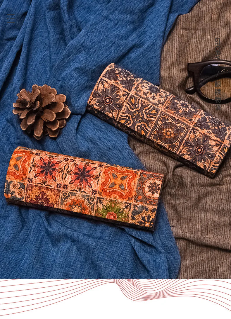 PU Tribal Totem Glasses Case Women Creative Personality Sunglasses Box Glasses Storage Box Eyewear Protection Containers