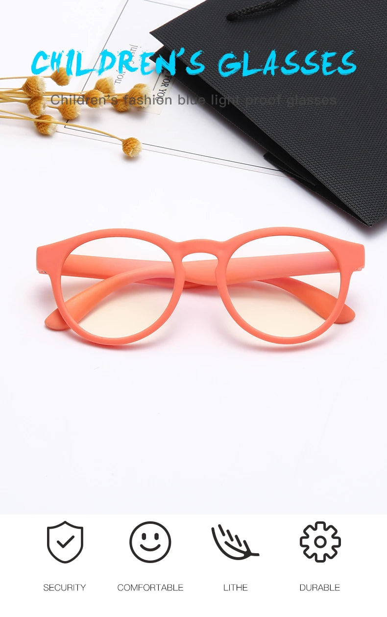 Round Blue Light Kids Glasses Children Optical Frame Eyeware Boys Girls Computer Transparent Blocking Anti Reflective Eyeglasses
