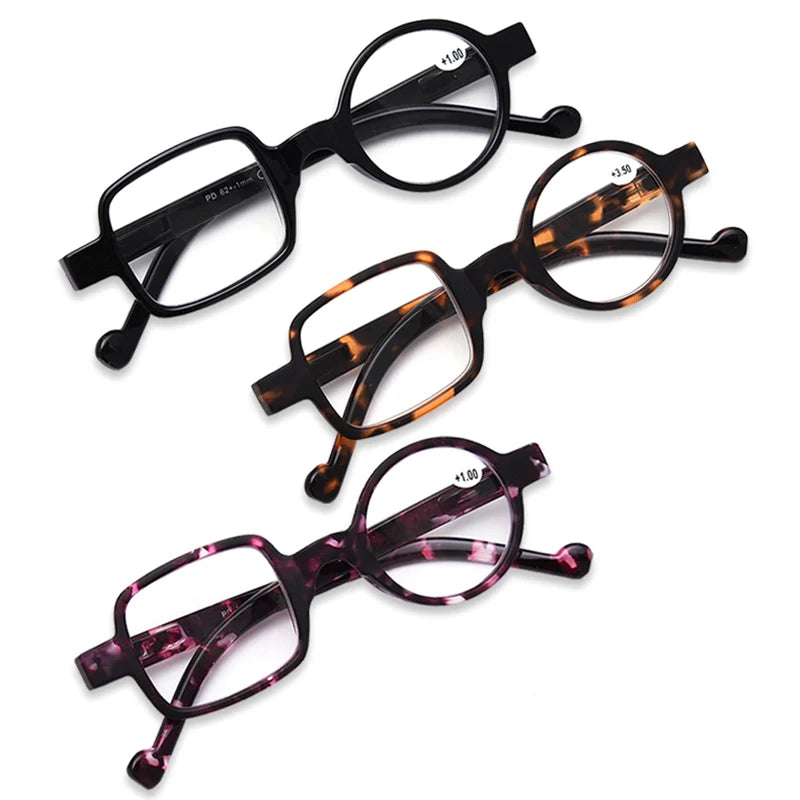 Men Women Square and Round Reading Glasses Portable Fashionable Small Frame Readers Presbyopia Eyeglasses 1.5 2.5 3.5 Trendy
