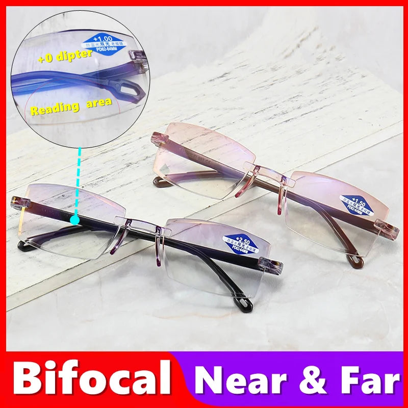 Cheap TR90 Bifocal Reading Glasses Anti Blue Rays Plastic Presbyopic Glasses Diamond Cutting Magnification Multifocal Ultra 2019
