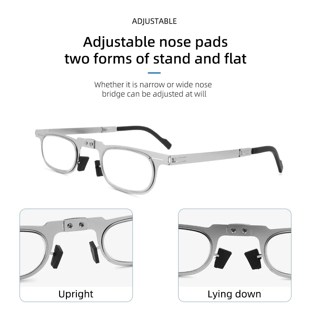 IENJOY Stainless Steel Reading Glasses Blue Light Blocking Eyeglasses Men Presbyopia Glasses Foldable Mini Eyeglasses Frame