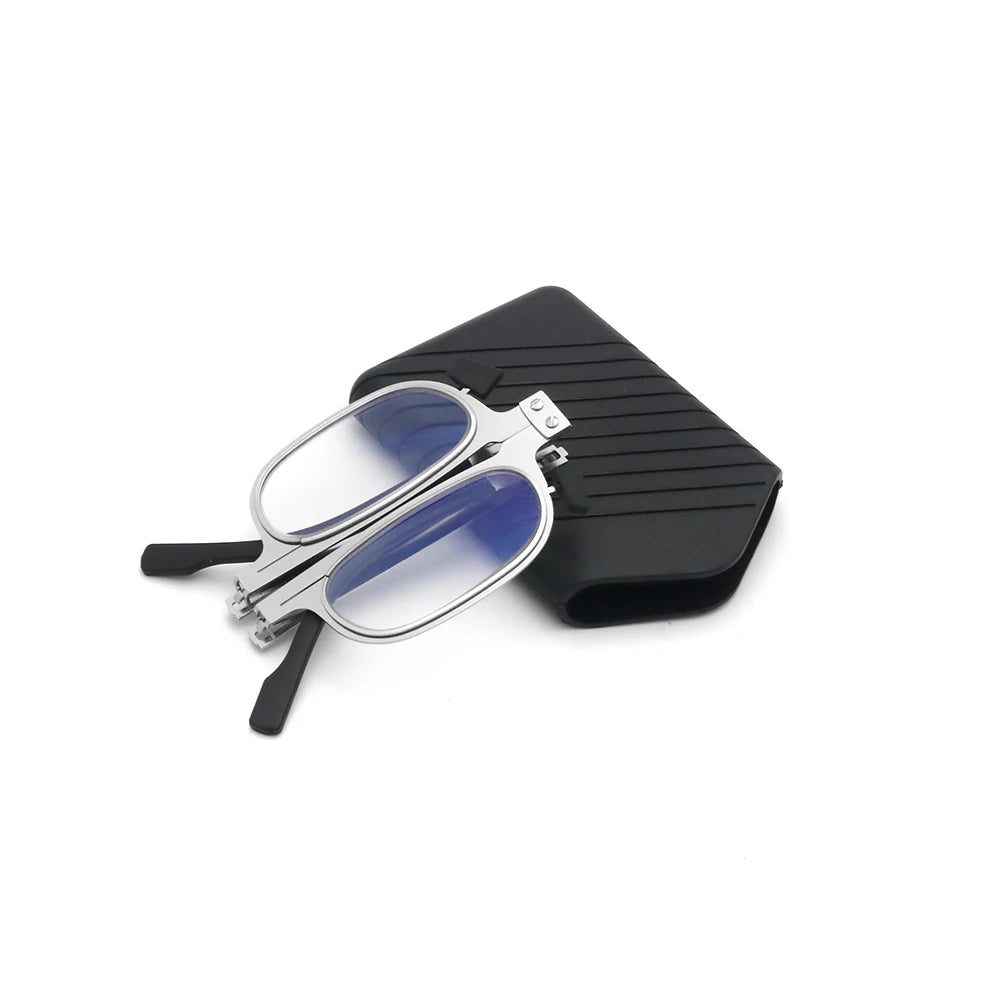 IENJOY Stainless Steel Reading Glasses Blue Light Blocking Eyeglasses Men Presbyopia Glasses Foldable Mini Eyeglasses Frame