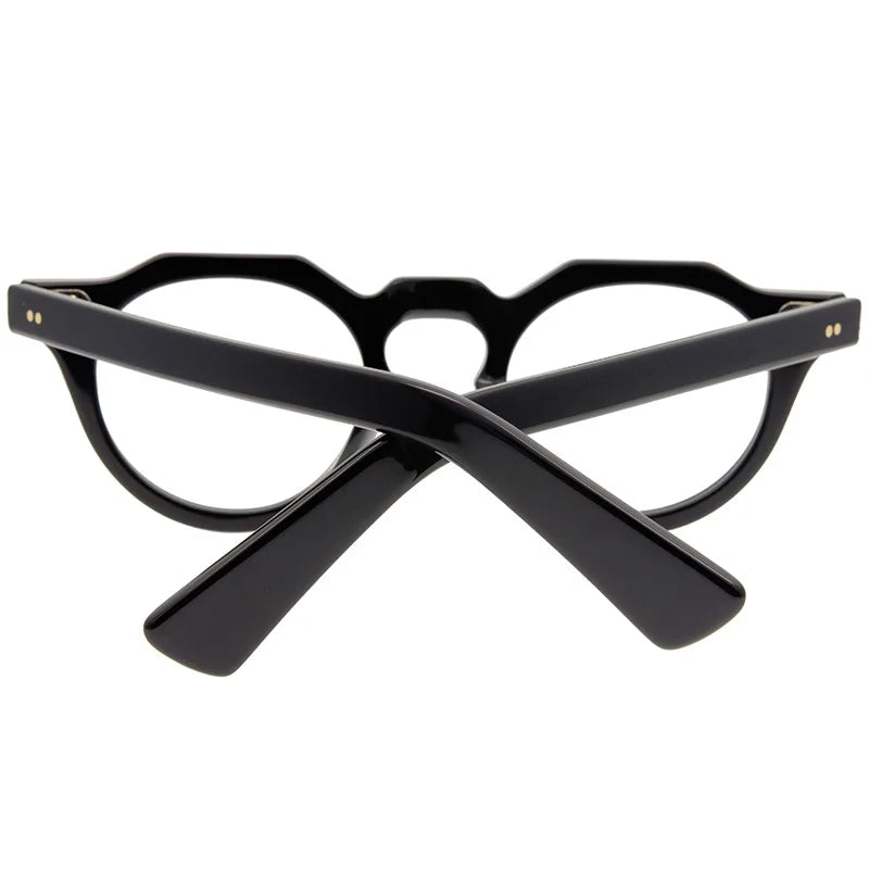 JAPANESE Top Quality Acetate Round Eyeglasses Frames Polygon Retro Designer Brand Men Glasses Myopia Black Tortoise Eyewear