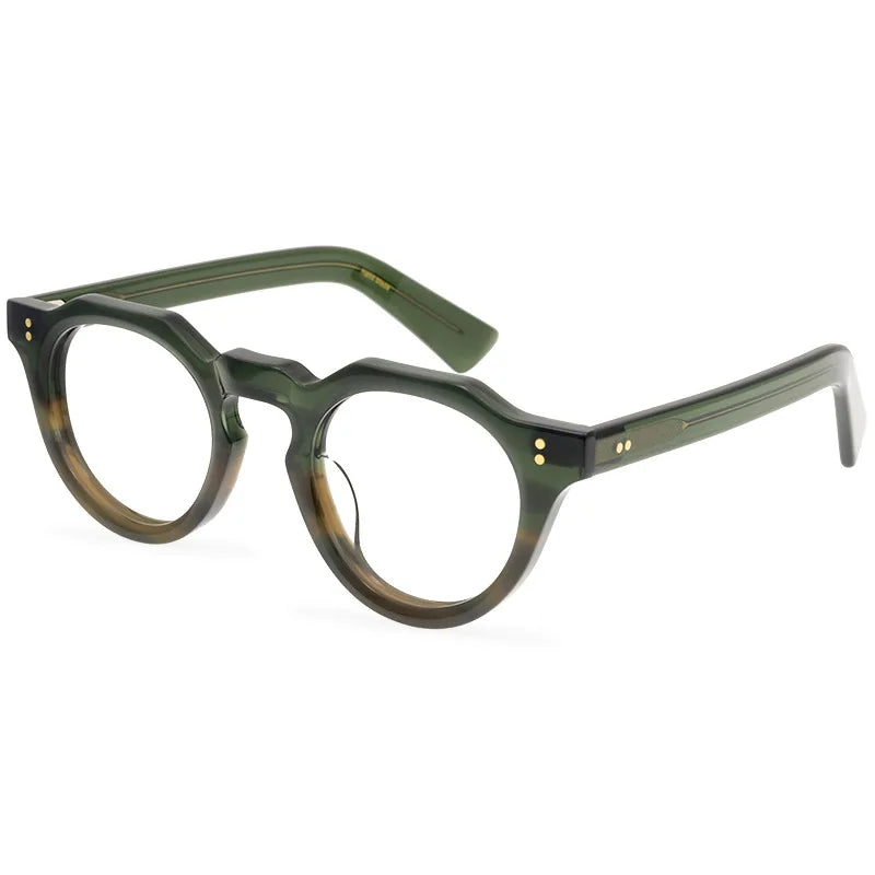 JAPANESE Top Quality Acetate Round Eyeglasses Frames Polygon Retro Designer Brand Men Glasses Myopia Black Tortoise Eyewear