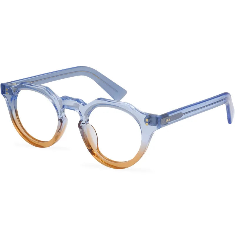 JAPANESE Top Quality Acetate Round Eyeglasses Frames Polygon Retro Designer Brand Men Glasses Myopia Black Tortoise Eyewear