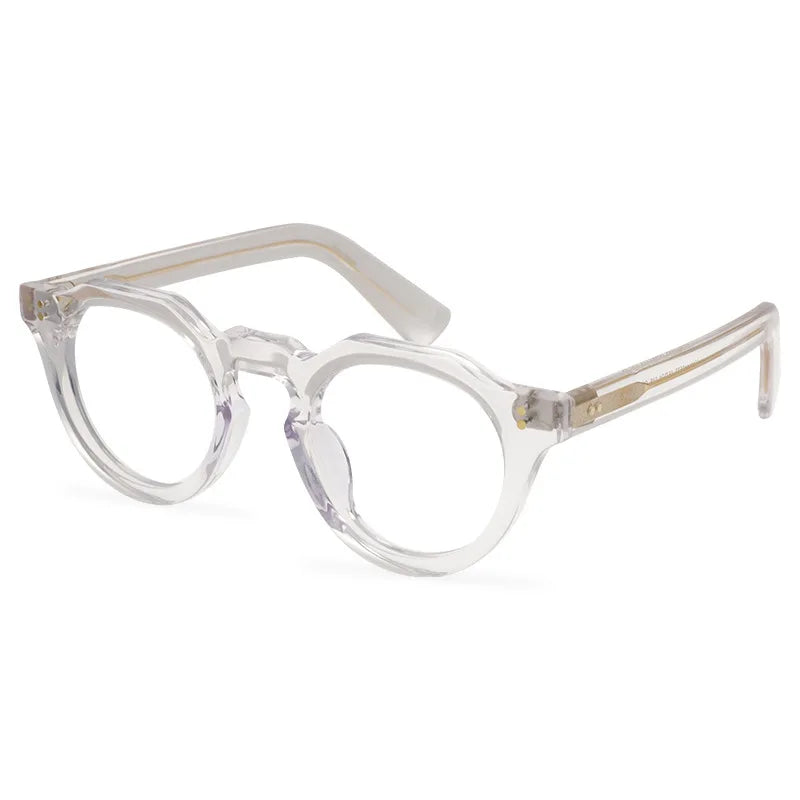 JAPANESE Top Quality Acetate Round Eyeglasses Frames Polygon Retro Designer Brand Men Glasses Myopia Black Tortoise Eyewear