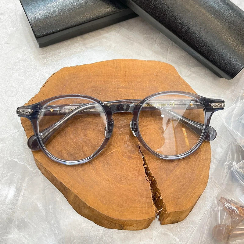 Japanese Brand YM-027 Designer Classical Texture Eyeglasses Frames Delicate Men Round Acetate Eyewear Women  Glasses