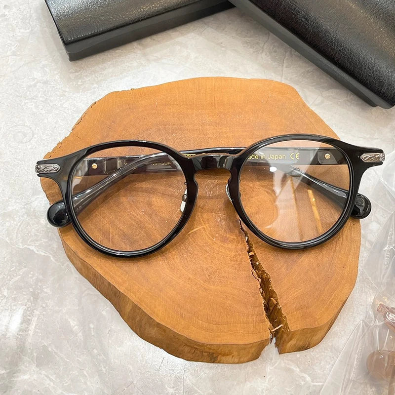 Japanese Brand YM-027 Designer Classical Texture Eyeglasses Frames Delicate Men Round Acetate Eyewear Women  Glasses