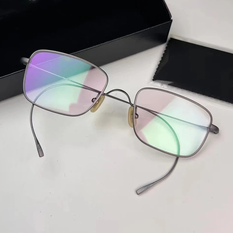 KV-79 Pure Titanium Square Gold Copper Glasses Frames Original Quality  Eyeglasses with Curved Leg for Men and Women
