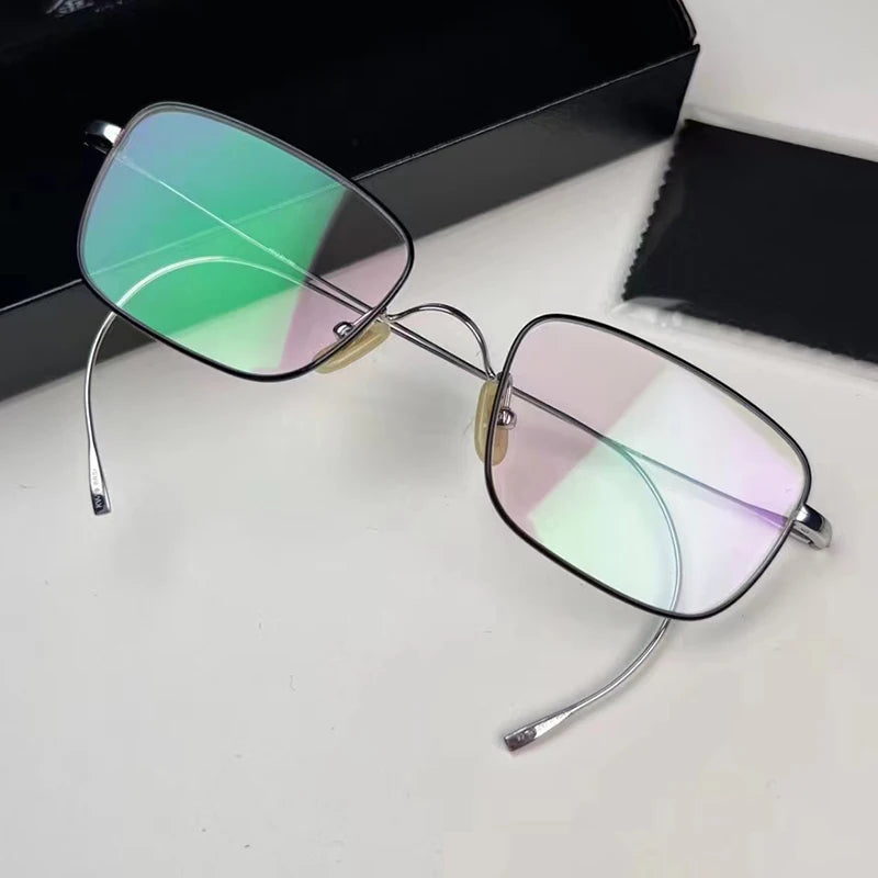 KV-79 Pure Titanium Square Gold Copper Glasses Frames Original Quality  Eyeglasses with Curved Leg for Men and Women