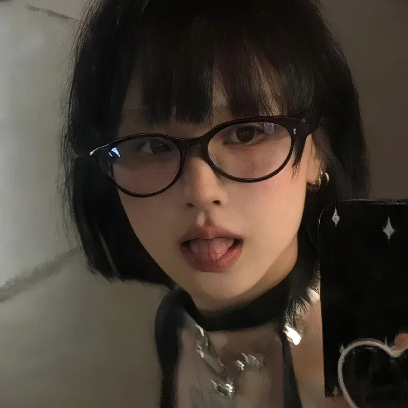 Korea Retro Cat Eye Glasses Frame Women Lovely Ins No Makeup Plain Glasses Men Eyewear Cute Decorative Computer Glasses