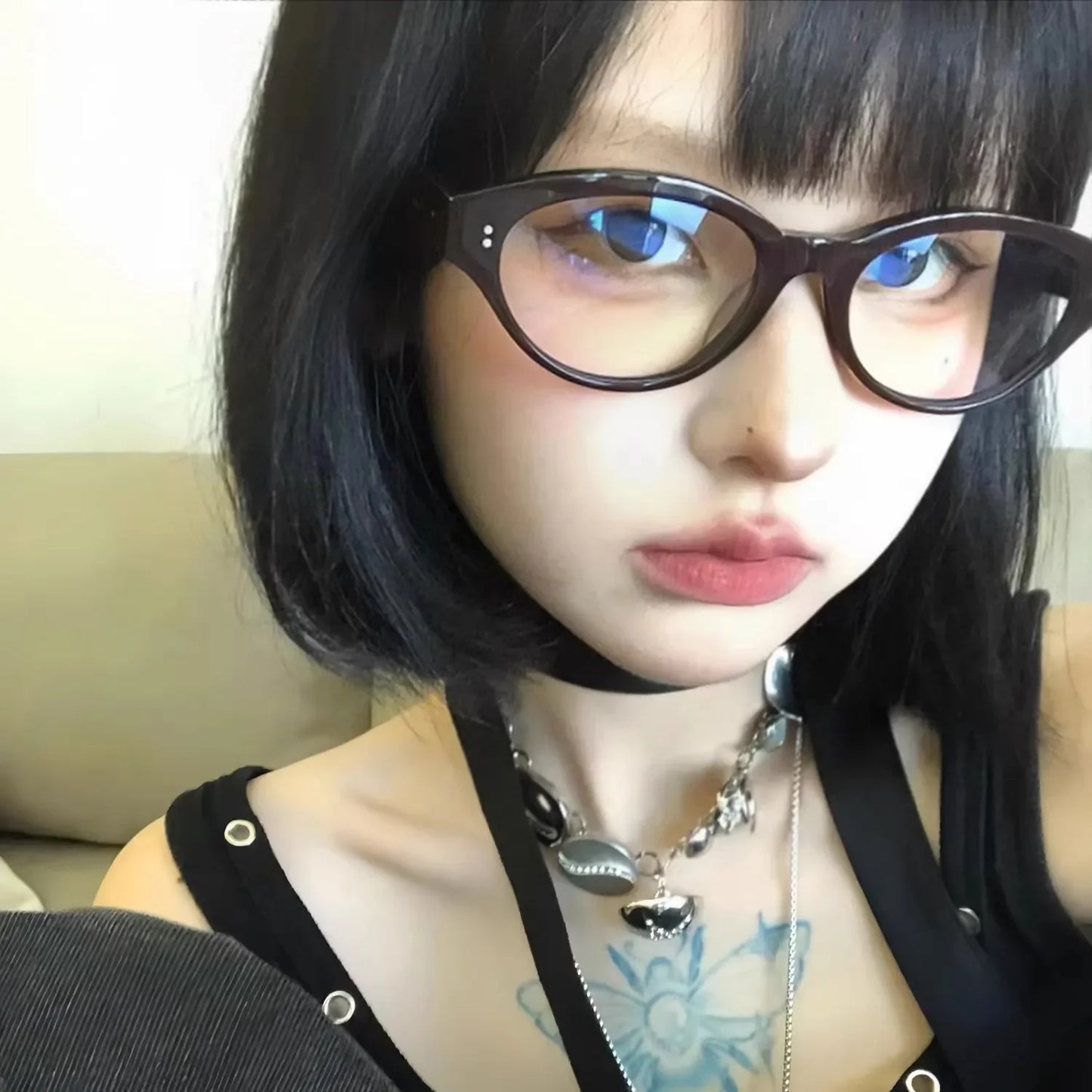 Korea Retro Cat Eye Glasses Frame Women Lovely Ins No Makeup Plain Glasses Men Eyewear Cute Decorative Computer Glasses