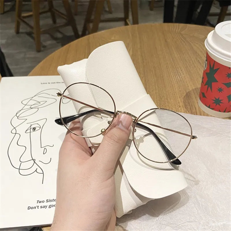 Korea Trend Round Glasses Frame Women No Makeup Star Style Glasses Men Contrasting Cute Decorative Glasses