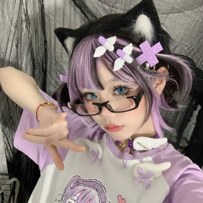 Korean Cosplay Half Frame Glasses Frame Women Lovely No Makeup Plain Glasses Men Eyewear Cute Decorative Computer Glasses