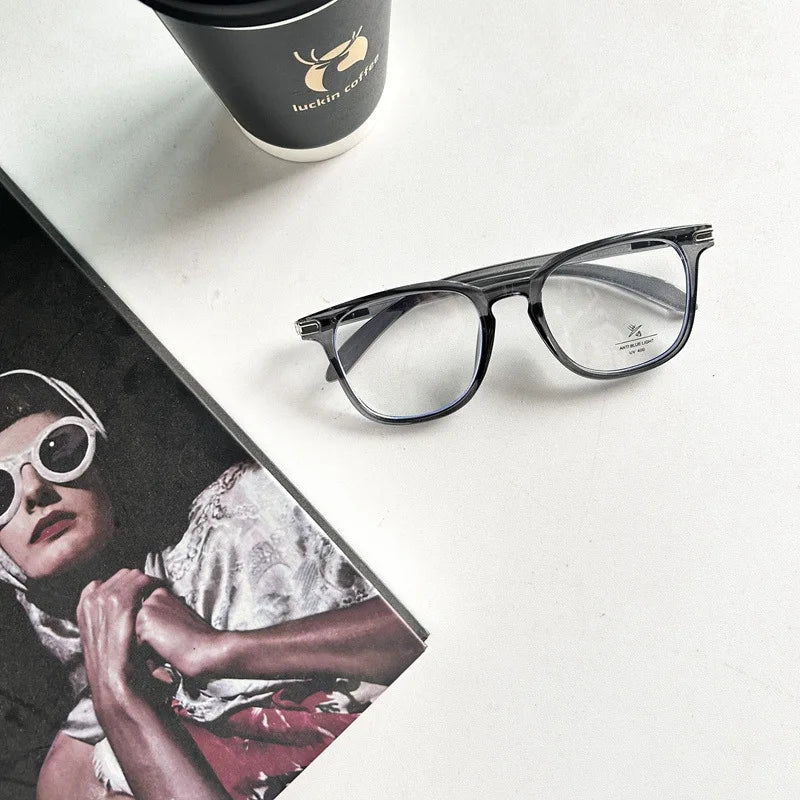 Korean Tea Square Glasses Frame Women Lovely Ins No Makeup Plain Glasses Men Eyewear Cute Decorative Computer Glasses