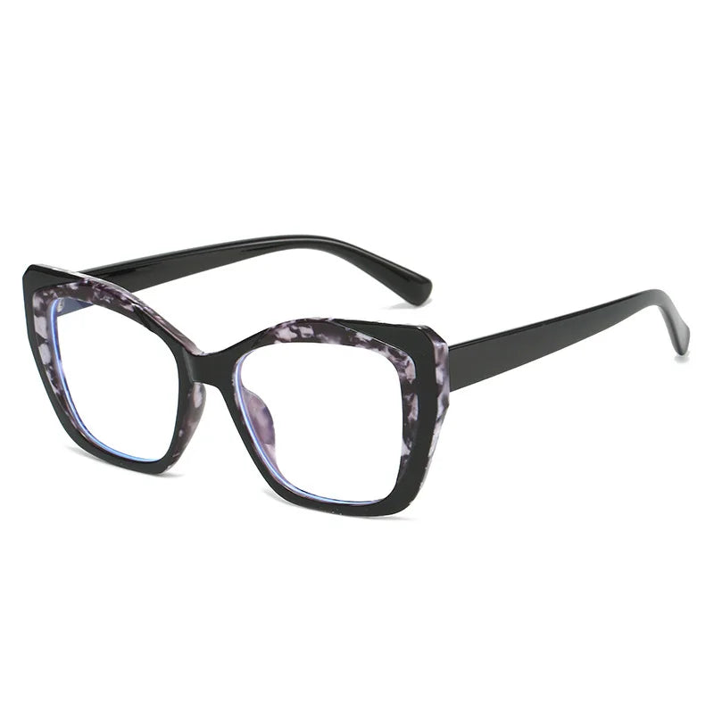 LNFCXI Retro Cat Eye Women TR90 Glasses Frame Leopard Blue Clear Anti-Blue Light Optical Eyewear Men Colorful Frame