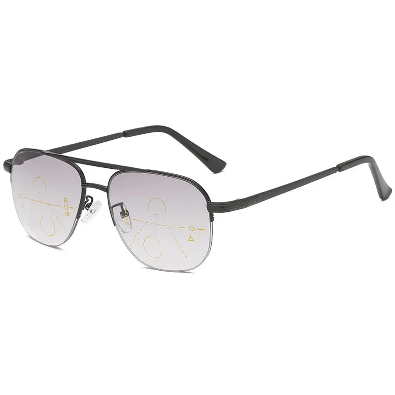 Multifocal progresivos Reading Glasses Men Blue Blocking UV Protection Tea Sunglasses Hyperopia Retro Clear Full Rim gafas