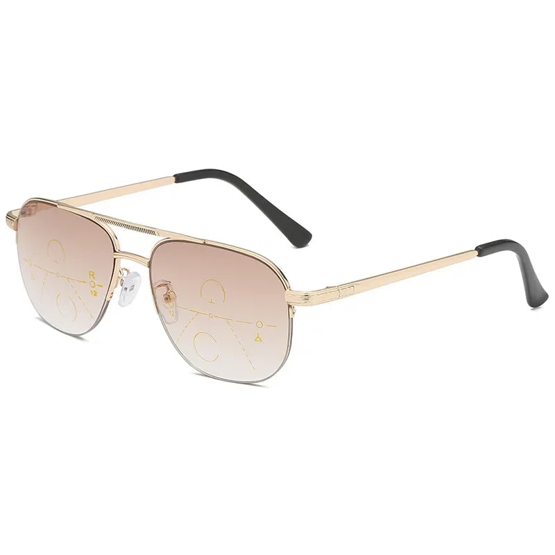 Multifocal progresivos Reading Glasses Men Blue Blocking UV Protection Tea Sunglasses Hyperopia Retro Clear Full Rim gafas