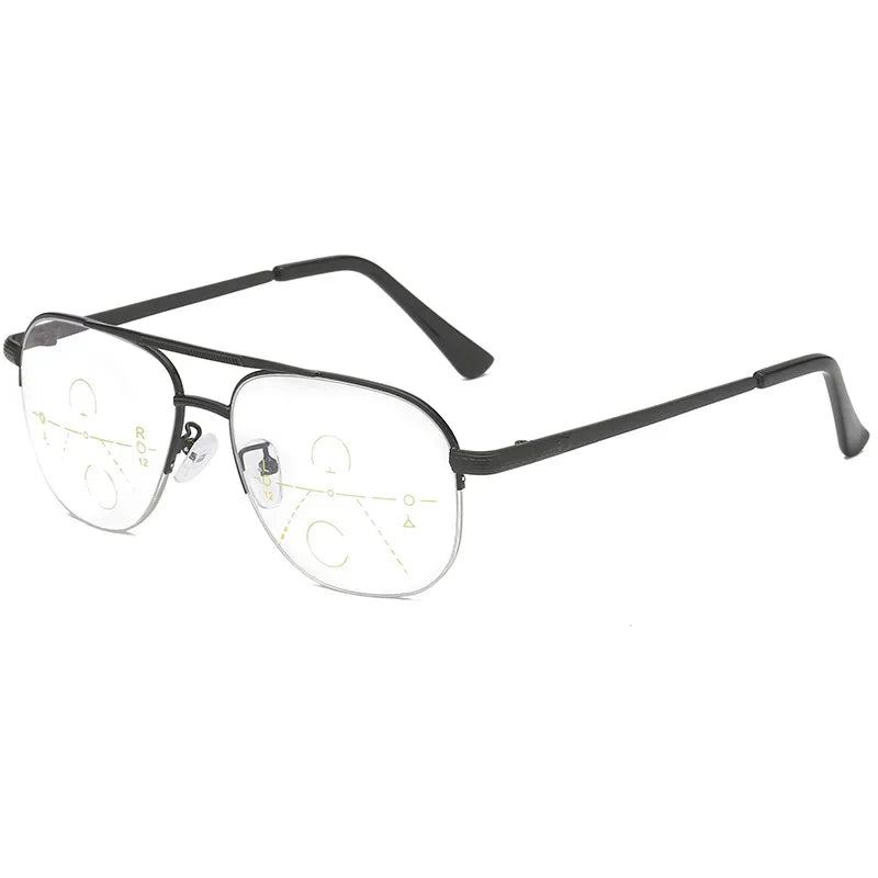 Multifocal progresivos Reading Glasses Men Blue Blocking UV Protection Tea Sunglasses Hyperopia Retro Clear Full Rim gafas