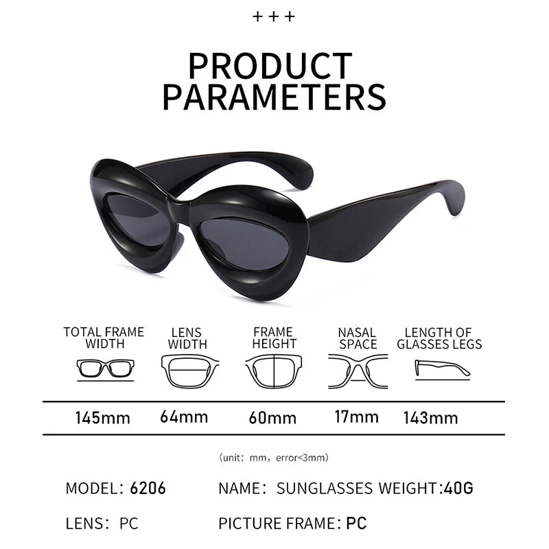 New Cat Eye Women Sunglasses Steampunk Sun Glasses For Men Trendy Candy Colors Punk Female Eyewear UV400 Party Accessory