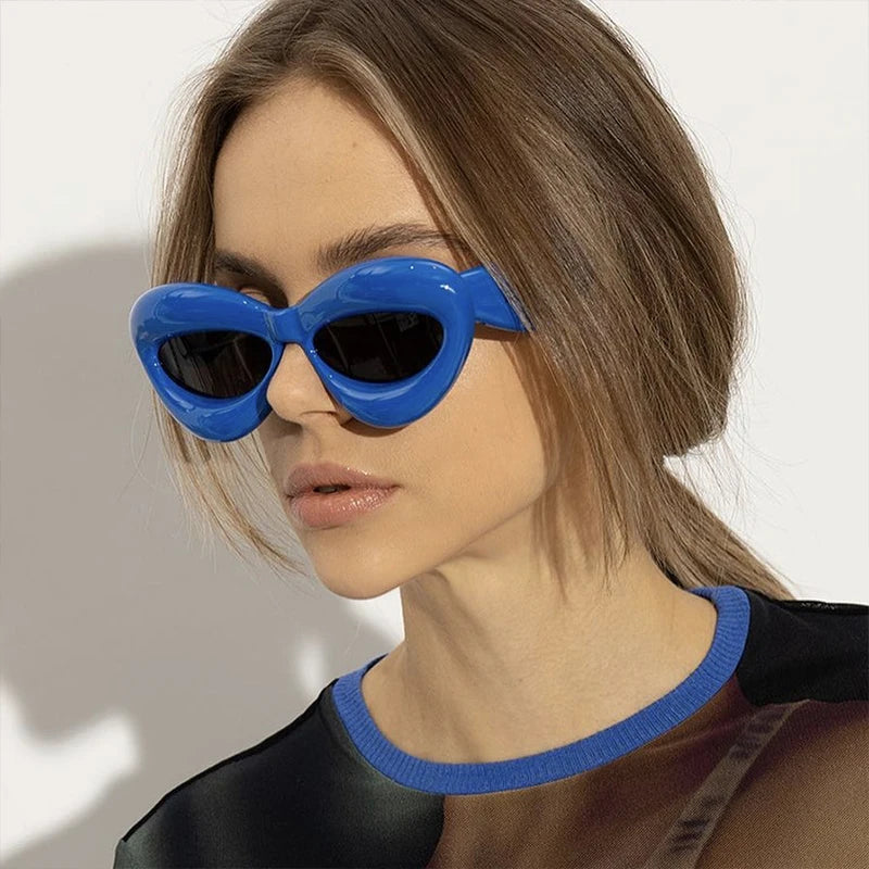 New Cat Eye Women Sunglasses Steampunk Sun Glasses For Men Trendy Candy Colors Punk Female Eyewear UV400 Party Accessory
