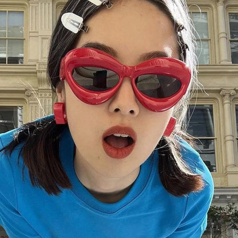 New Cat Eye Women Sunglasses Steampunk Sun Glasses For Men Trendy Candy Colors Punk Female Eyewear UV400 Party Accessory