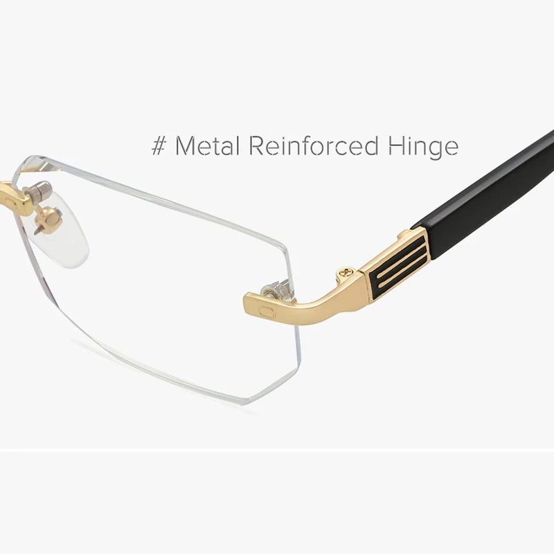 New Reading Glasses Men High-end Diamond Trimming Glasses Anti Blue Light Alloy Frameless Presbyopic Glasses Women High Quality