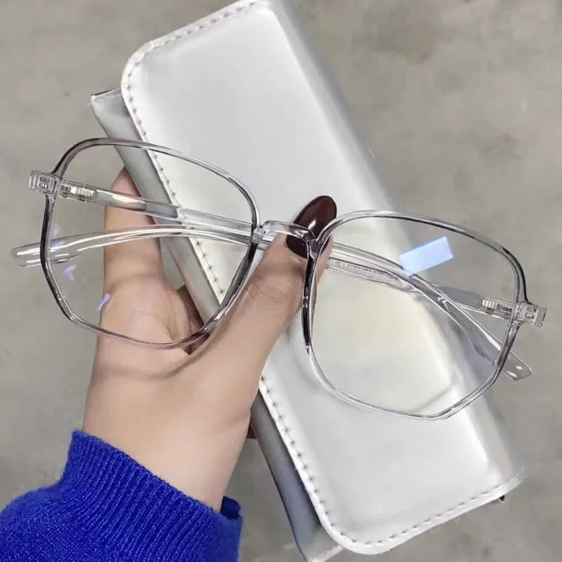 Oversized Frame Anti-Blue Light Glitter Glasses Women Men Eye Protection Ultra Light Eyeglasses Office Computer Goggles