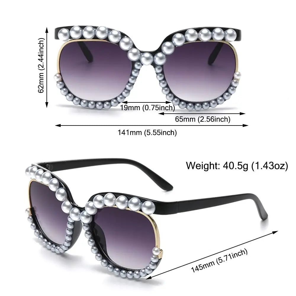 Oversized Round Sunglasses Women Luxury Pearl Brand Designer Glasses Ladies Elegant Clear Lens Pink Shades For Women Eyewear