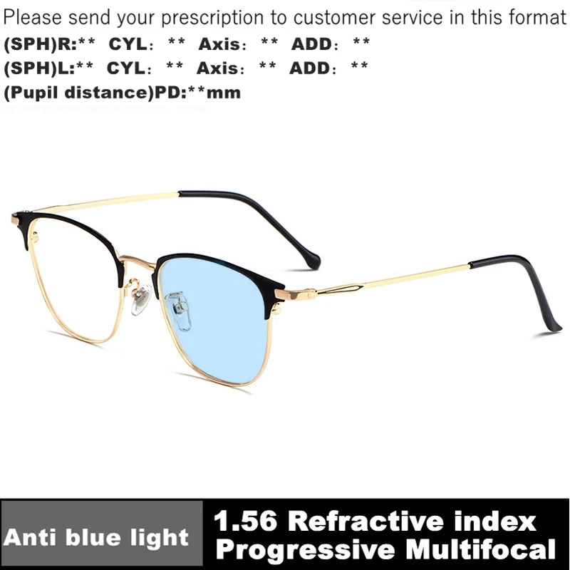 Prescription Photochromic Multifocal Reading Glasses Men Women Custom Astigmatism Anti Blue Ray Myopia Glasses Ultralight CR-39