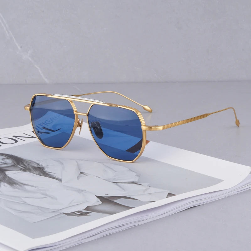Pure Titanium Sunglasses Men 2023 Original Eyeglasses Men Classical Retro Solar Eyewear Luxury Sunglasses Man
