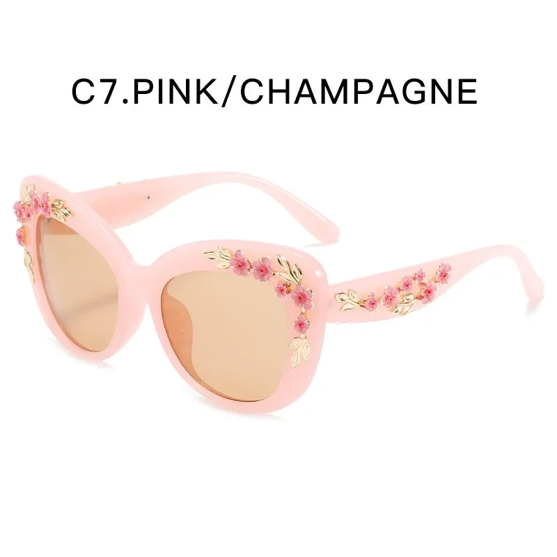 Retro Cat Eye Sunglasses Broken Flower Plastic Gradient Men's and Women's UV400 Sun Glasses Vintage Luxury Designer Sun Glasses