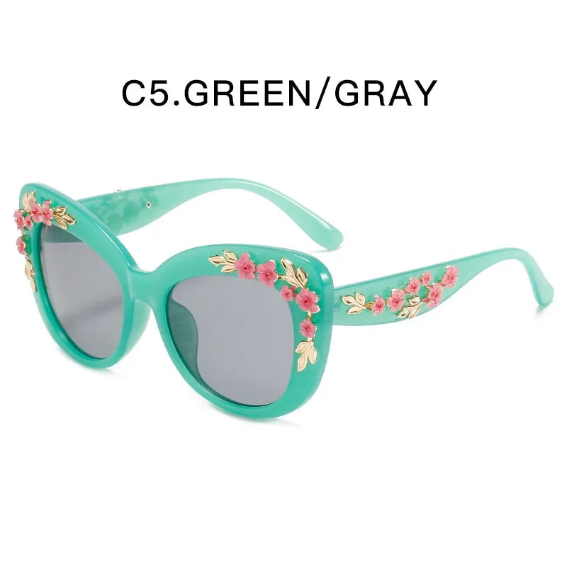 Retro Cat Eye Sunglasses Broken Flower Plastic Gradient Men's and Women's UV400 Sun Glasses Vintage Luxury Designer Sun Glasses