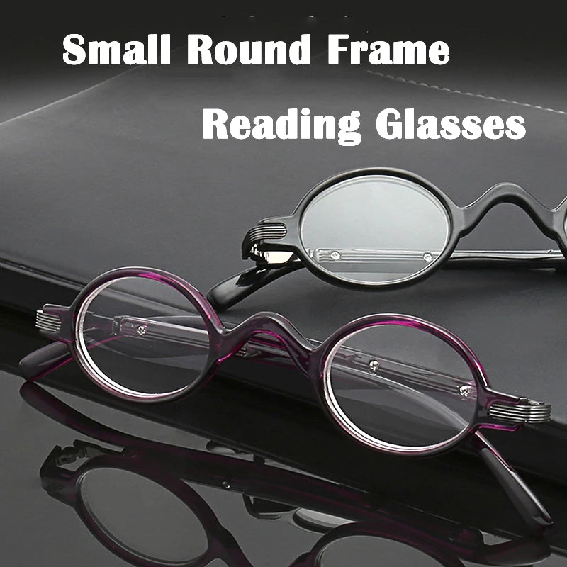 Retro Mini Round Frame Reading Glasses Men Women Ultralight High Quality Magnifying Reader Presbyopic Glasses Leopard +150 250