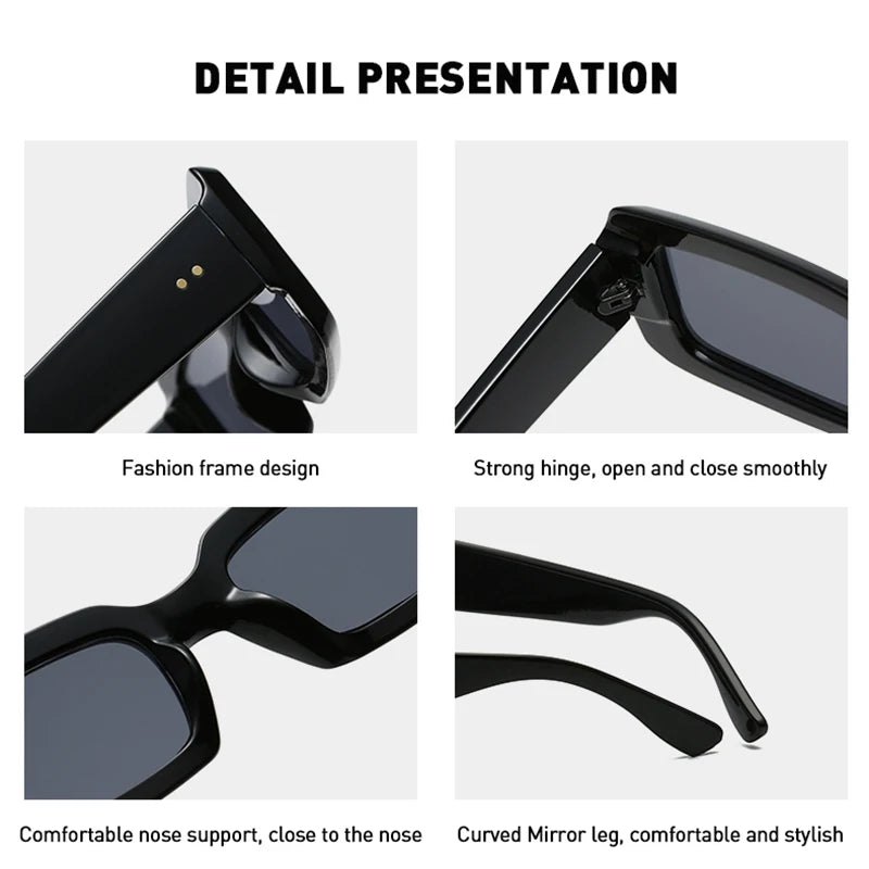 Retro Small Rectangle Sunglasses Women and Men Trendy Jelly Color Eyewear Shades UV400 Men Square Green Purple Sun Glasses