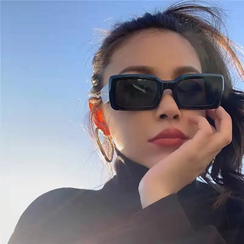 Retro Small Rectangle Sunglasses Women and Men Trendy Jelly Color Eyewear Shades UV400 Men Square Green Purple Sun Glasses