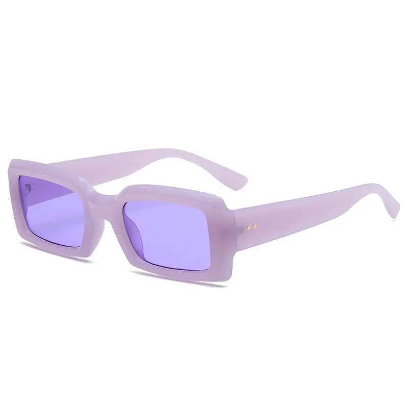 Retro Small Rectangle Sunglasses Women and Men Trendy Jelly Color Eyewear Shades UV400 Men Square Green Purple Sun Glasses