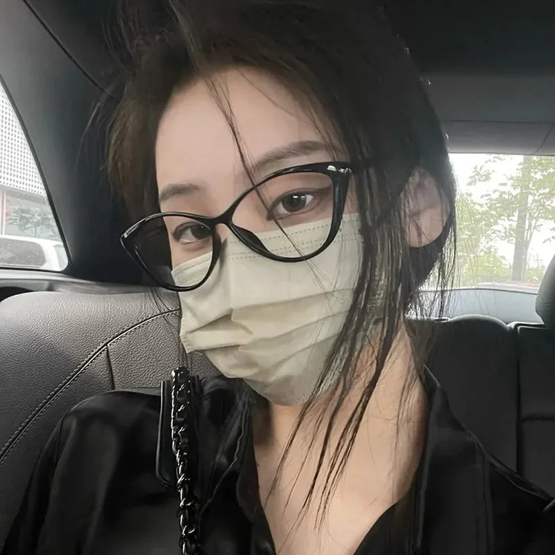 Retro Thin Cat Eye Glasses Frame Women Lovely No Makeup Plain Glasses Men Eyewear Cute Decorative Computer Glasses